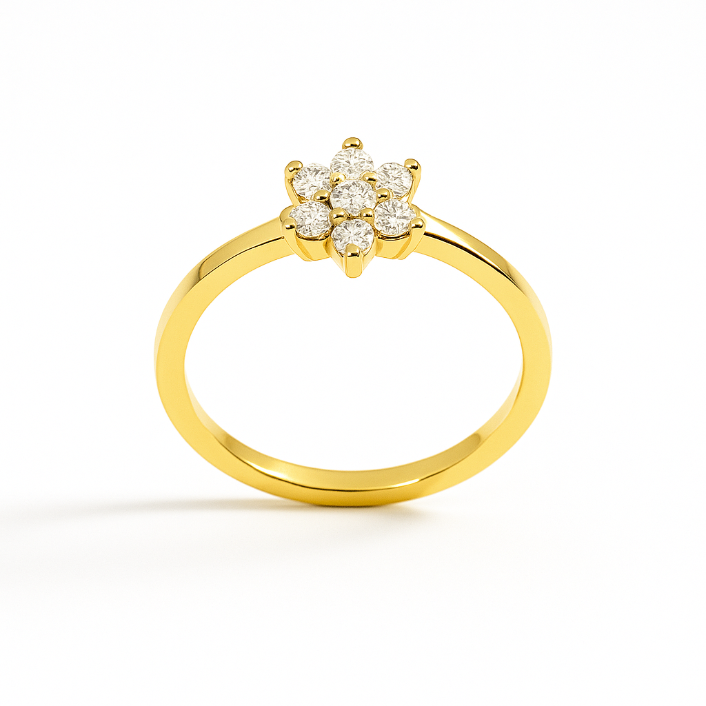 Anillo de Diamantes 0.18 cts en Oro amarillo 18K