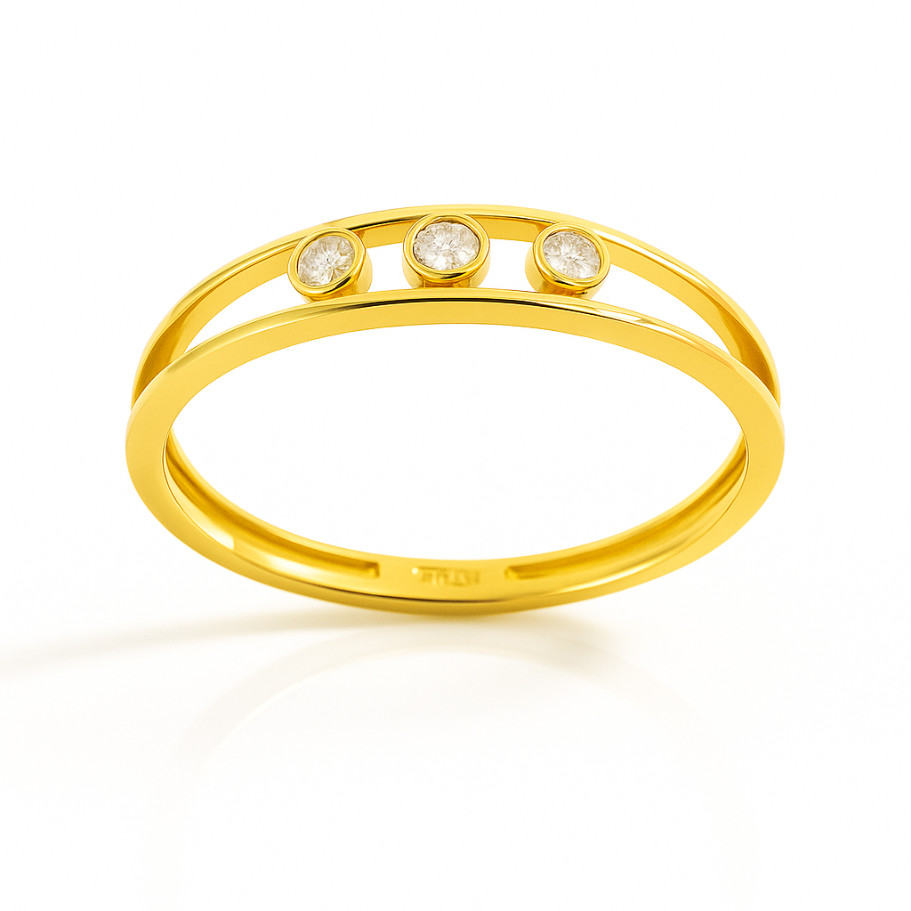 Anillo de Diamantes 0.06 cts en Oro amarillo 18K