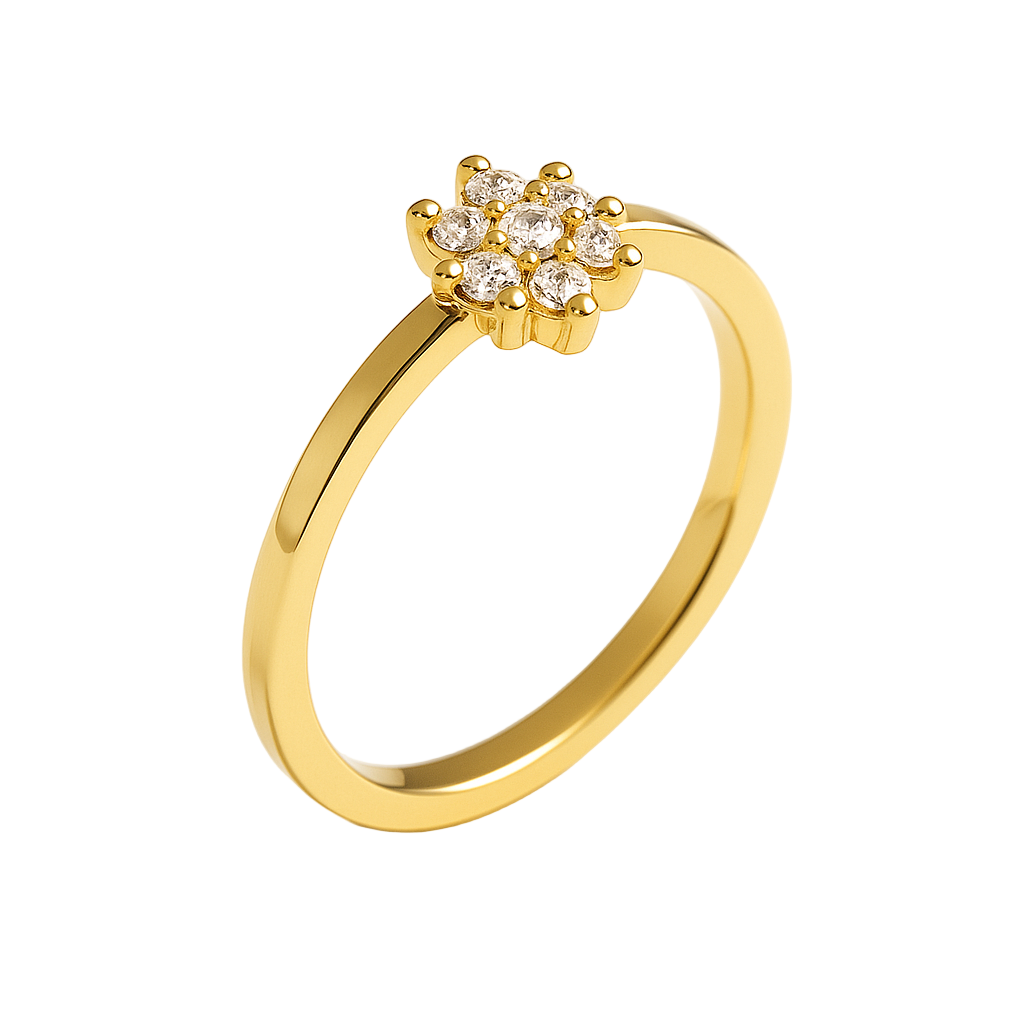 Anillo de Diamantes 0.18 cts en Oro amarillo 18K