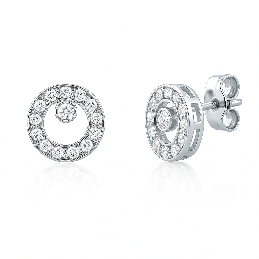Aros con Diamantes – Círculo 0.28 cts en Oro blanco 18K