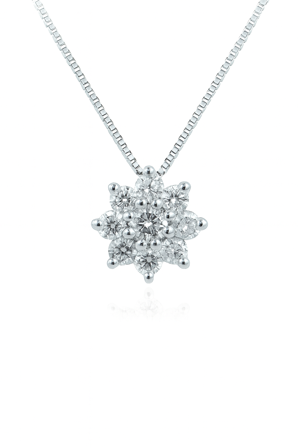 Colgante de oro blanco con roseta