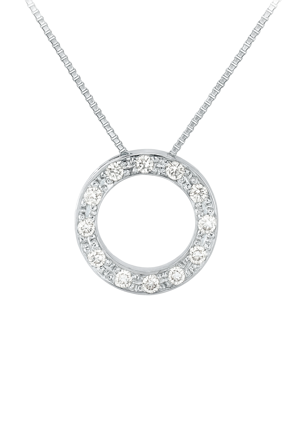 Colgante Redondo con Diamantes 0.14 cts en Oro blanco 18K