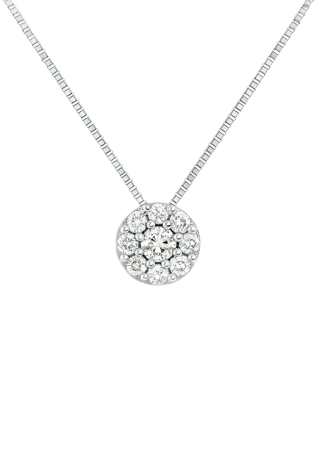 Colgante Punto de Luz con Diamantes 0.10 cts en Oro blanco 18K