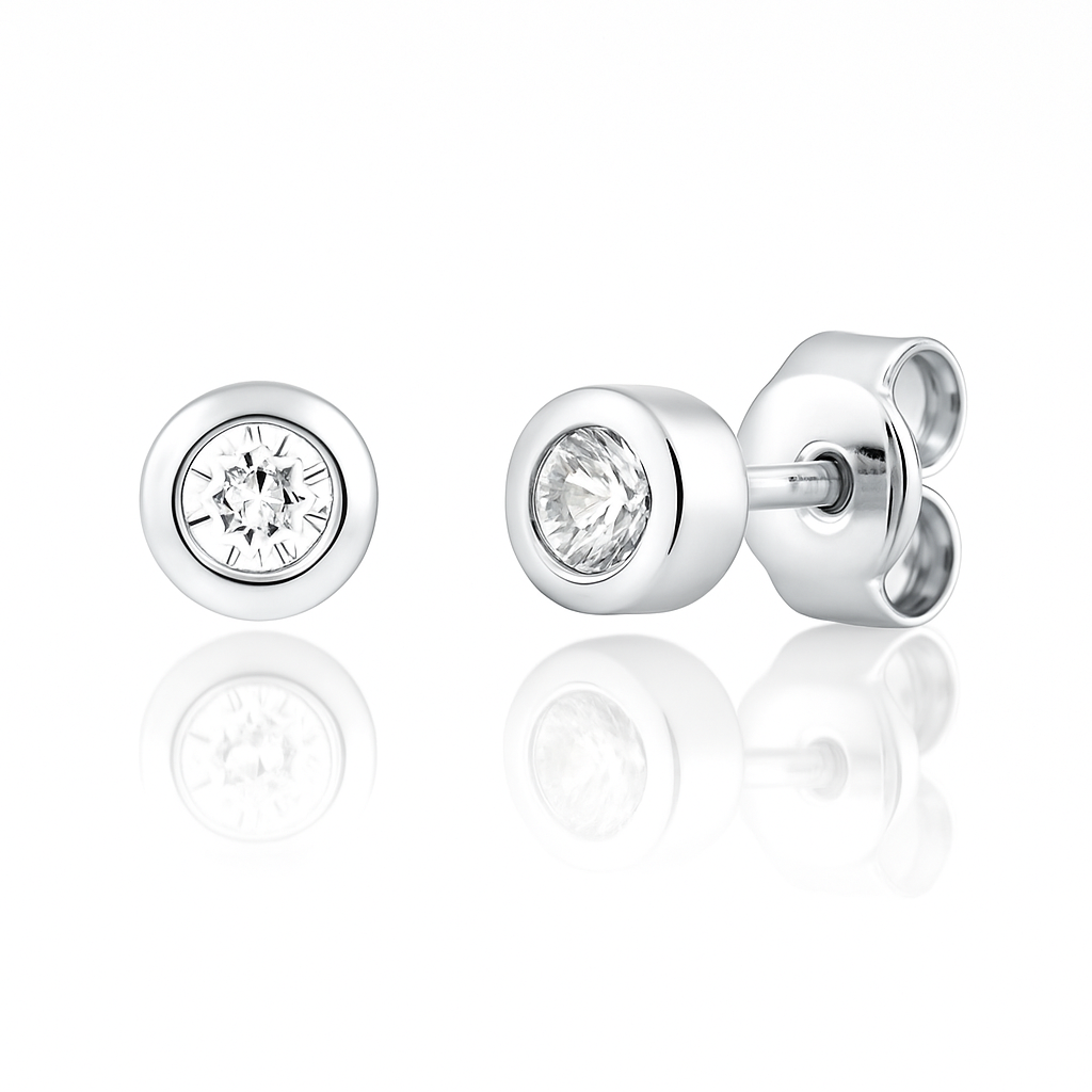 Aros de Diamantes 0.10 cts en Oro blanco 18K