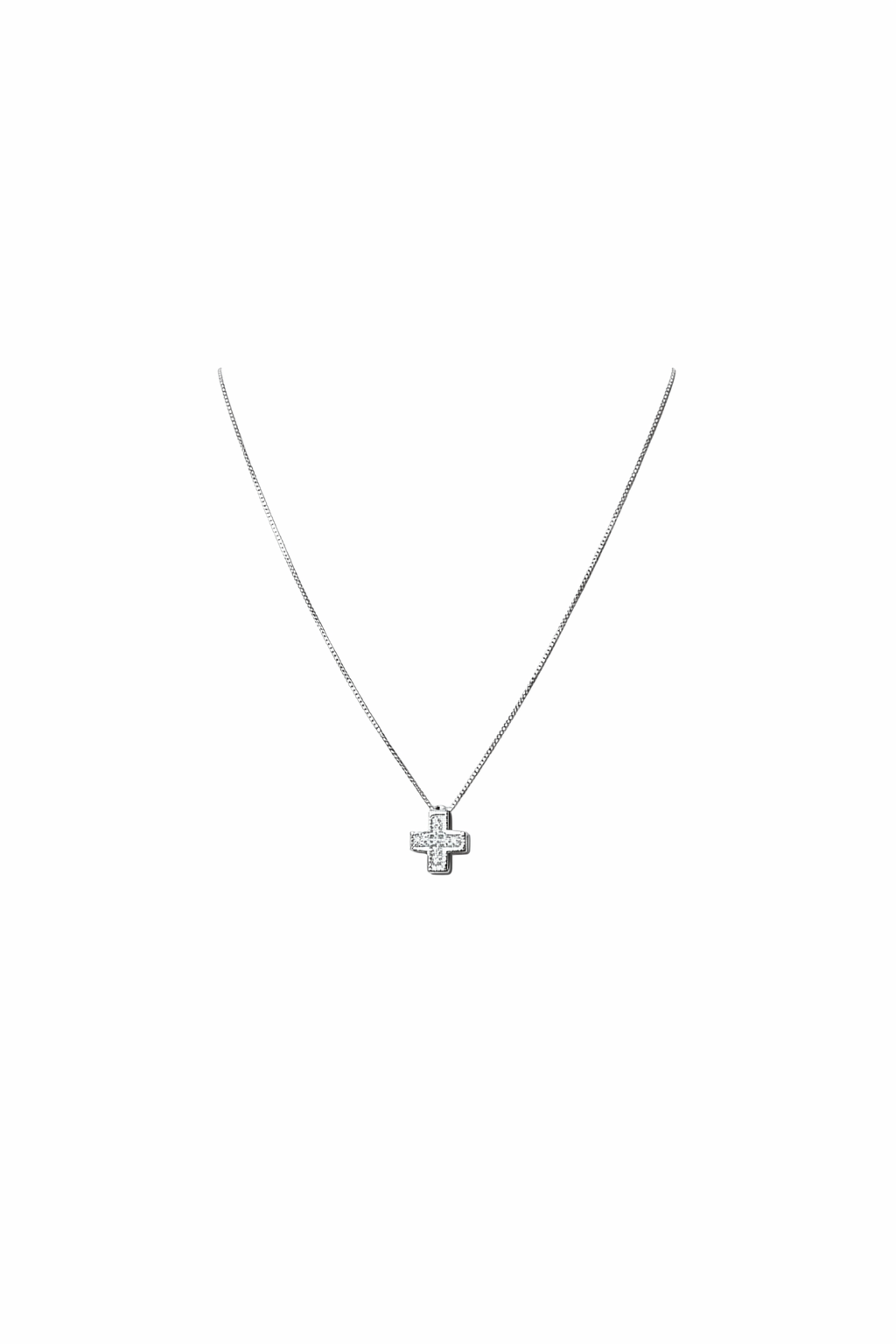 Colgante Cruz con Diamantes 0.045 cts en Oro blanco 18K