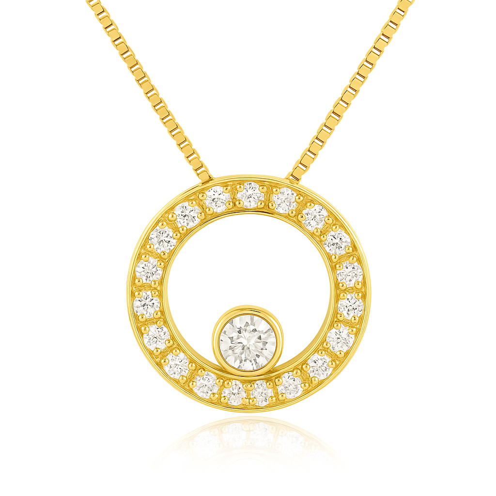 Colgante con Diamantes – Círculo  en Oro amarillo 18K