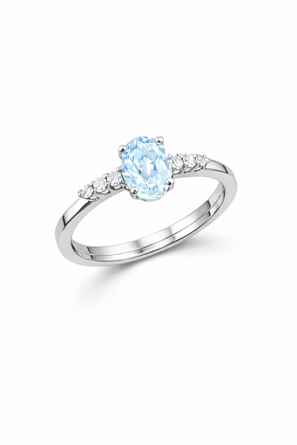 anillo de oro blanco con aguamarina y diamantes