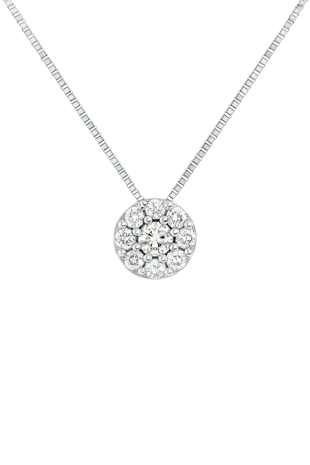 Colgante Punto de Luz con Diamantes 0.14 cts en Oro blanco 18K