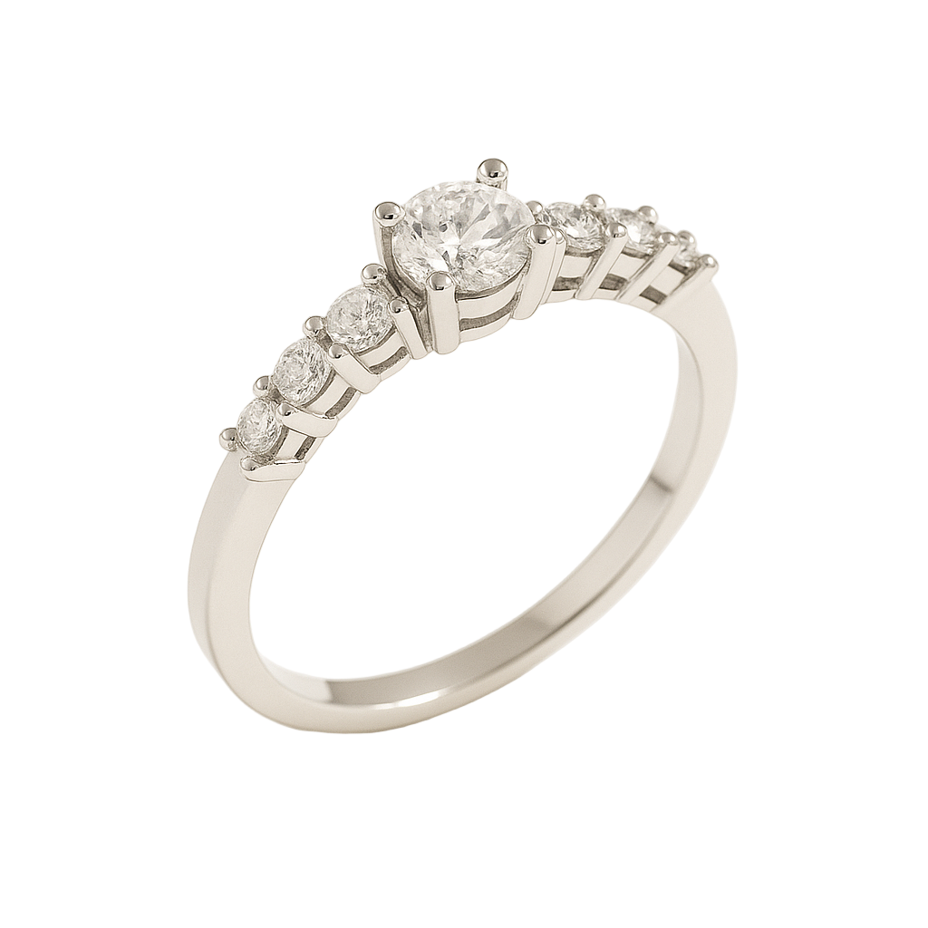 Anillo de Diamantes 0.26 cts en Oro blanco 18K