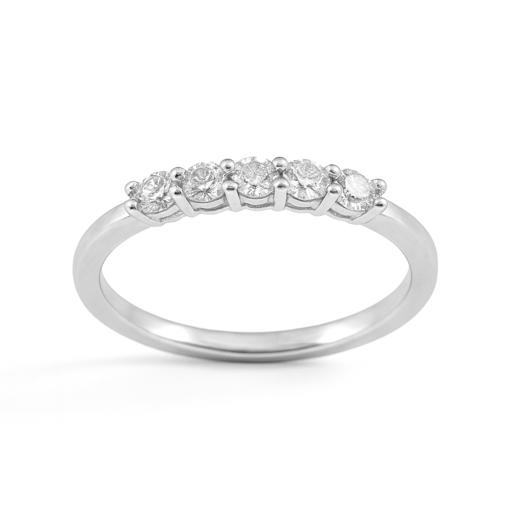 Anillo de Diamantes 0.15 cts en Oro blanco 18K