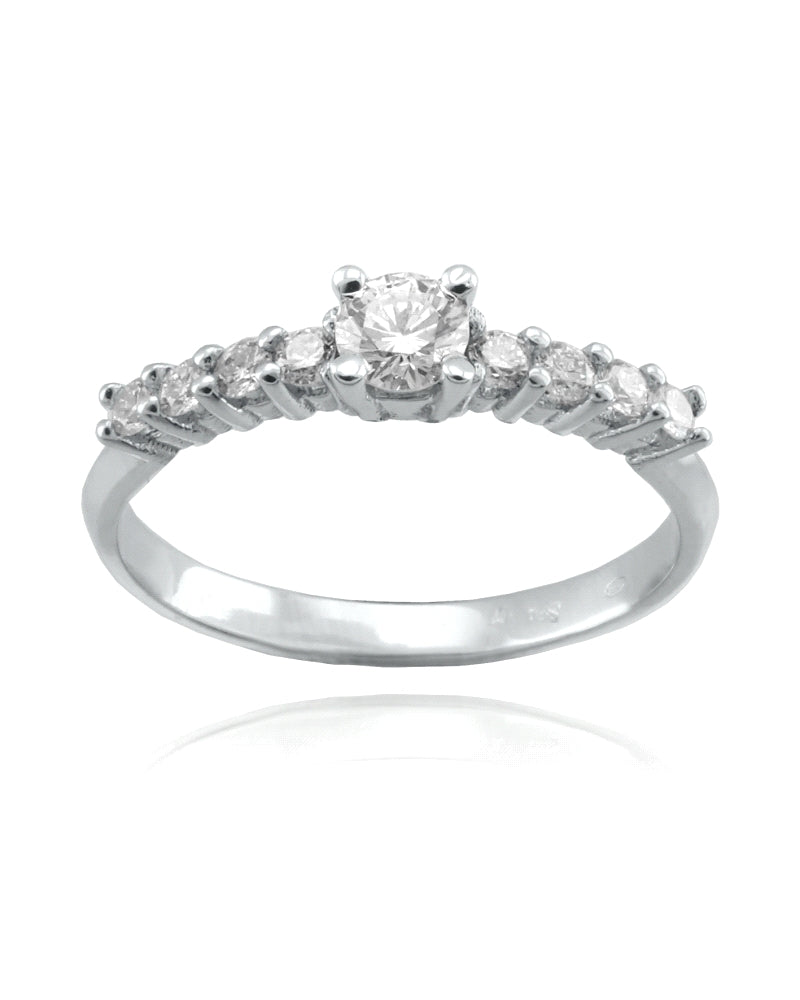 Anillo de Diamantes 0.26 cts en Oro blanco 18K
