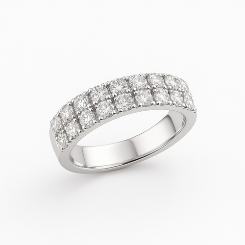 Anillo cintillo doble en platino con 26 diamantes de 0.02 cts