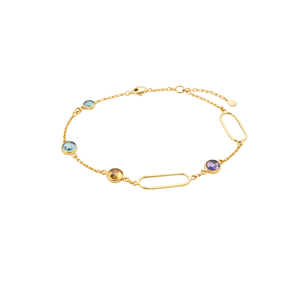 Pulsera Oro Amarillo 18K con Citrino, Amatista y Topacio Azul