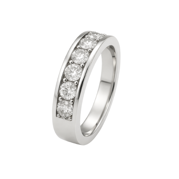 Anillo cintillo de platino con 9 diamantes de 0.05 cts