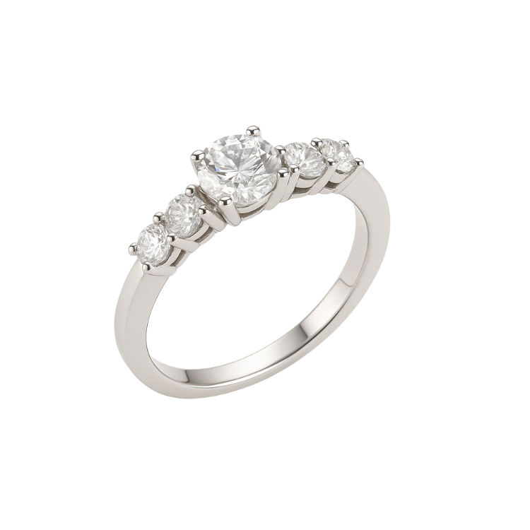 Anillo de Platino con Diamantes Graduados 0.80 cts