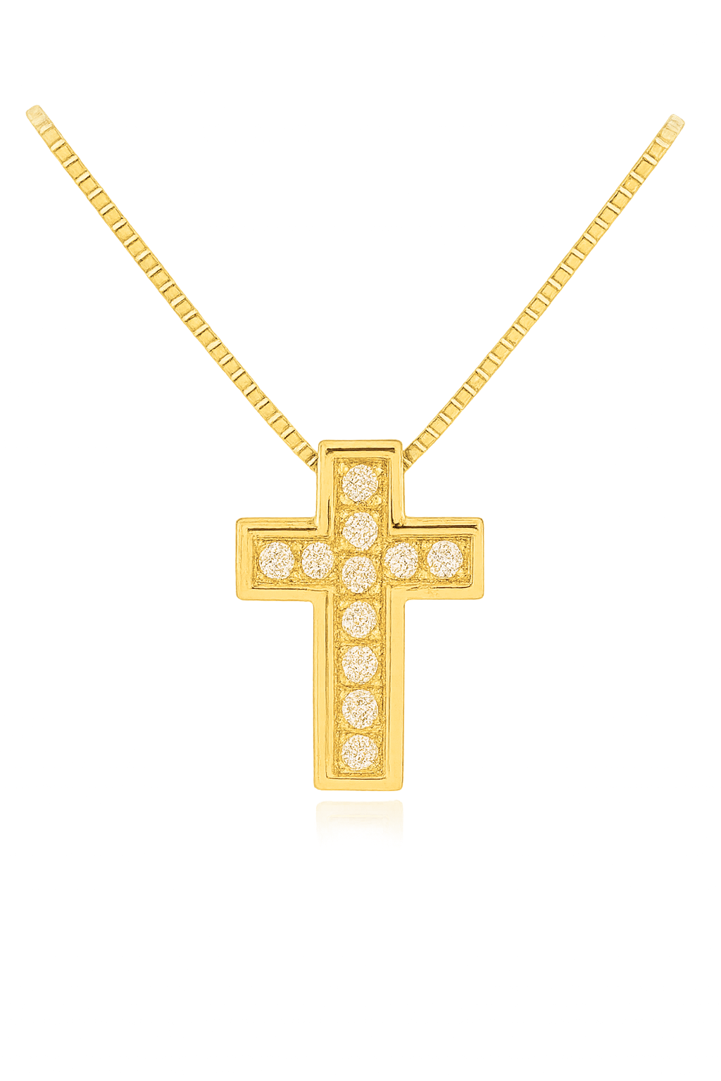 Colgante Cruz con Diamantes 0.075 cts en Oro amarillo 18K