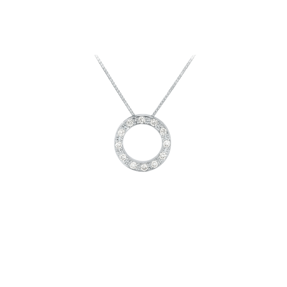 Colgante Redondo con Diamantes 0.14 cts en Oro blanco 18K