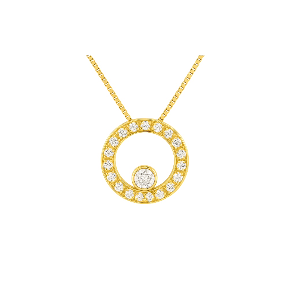 Colgante con Diamantes – Círculo  en Oro amarillo 18K