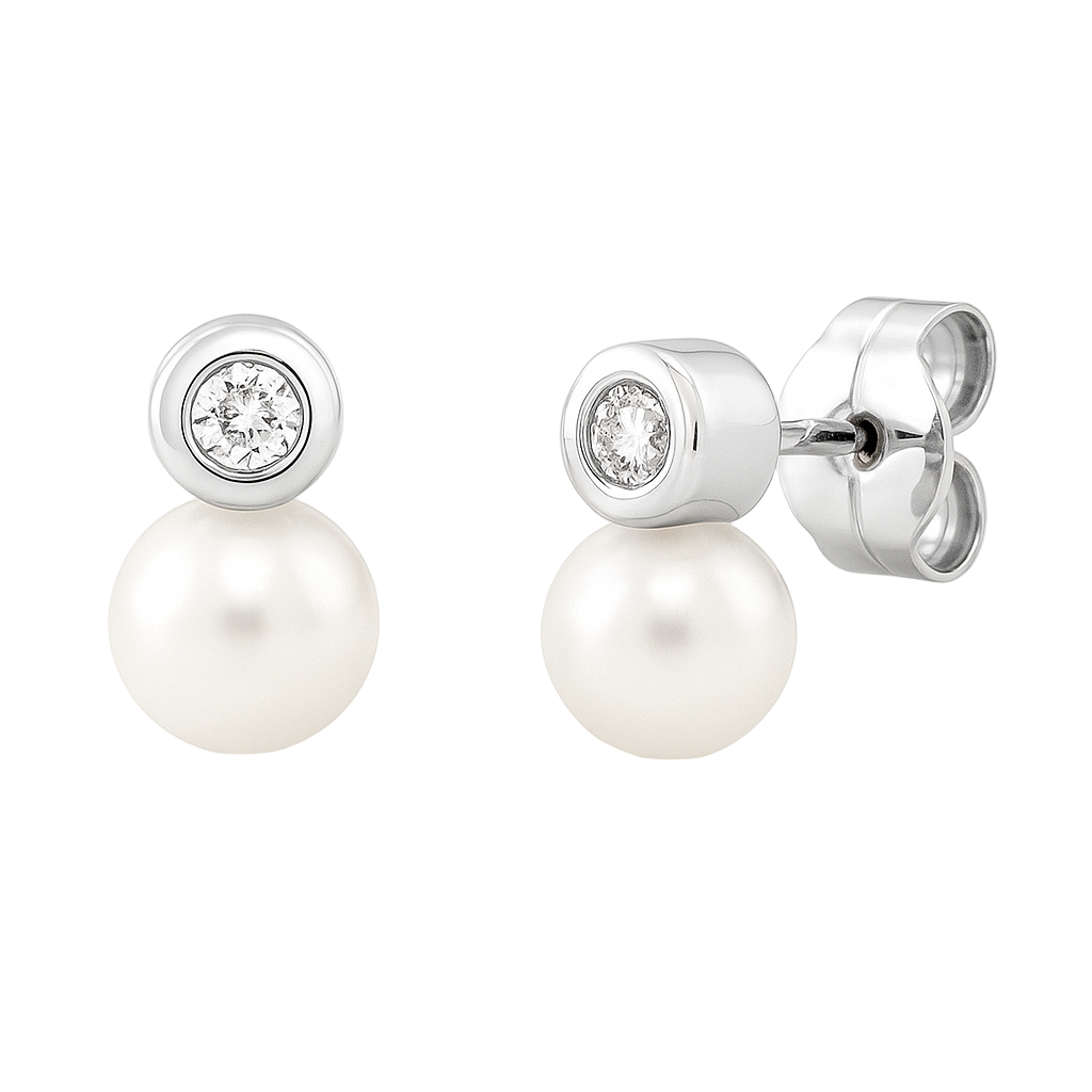 Aros de Diamantes 0.068 cts en Oro blanco 18K