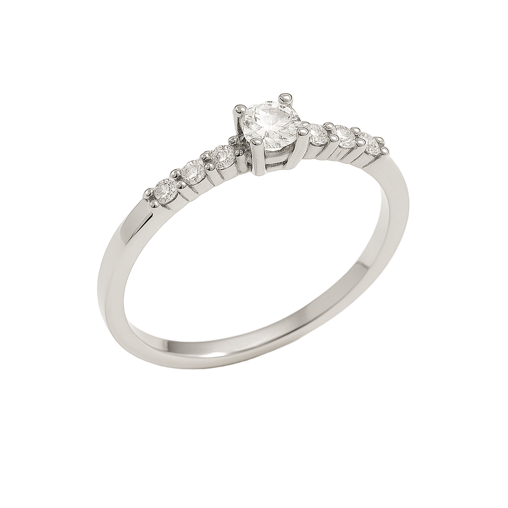 Anillo de Diamantes 0.13 cts en Oro blanco 18K